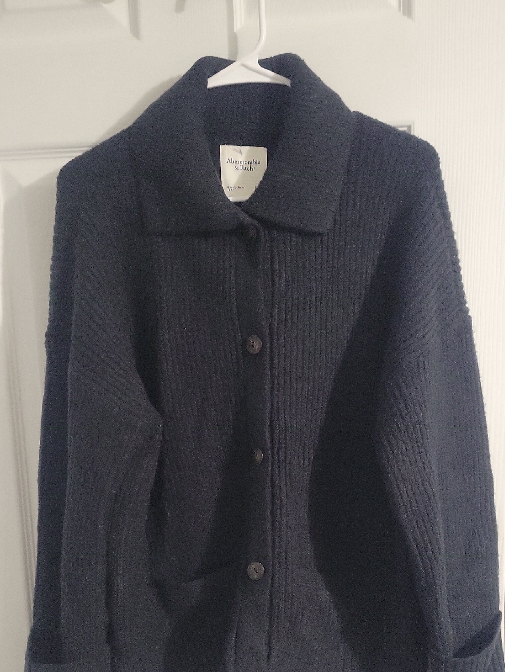 Abercrombie & Fitch Black Ribbed Button-Up Cardigan
